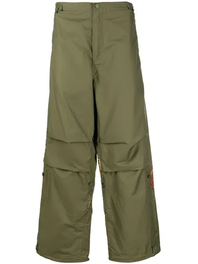 Maharishi Tiger Vs Samurai-embroidered Cargo Trousers In Green