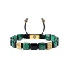 Mahigan Green / Black / Gold Men's Macrame Bracelet – Malachite & Black Onyx Beads In Gold