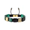 Mahigan Green / Gold / Black Men's Bracelet With Malachite & Black Onyx In Gold