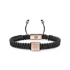 Mahigan Men's Black / Gold Black Macrame Bracelet With White Moissanite In Rose Gold