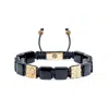 Mahigan Men's Black / Gold Flat-bead Onyx Bracelet In Gold - White Moissanites