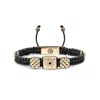 Mahigan Men's Black / Gold Triple Macrame Bracelet In Gold - Black Moissanite, Black String