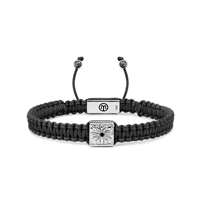 Mahigan Men's Black Macráme Bracelet With Black Moissanite In Silver