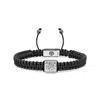 Mahigan Men's Black / Silver Black Macráme Bracelet With White Moissanite In Silver