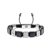 Mahigan Men's Black / Silver Flat-bead Onyx Bracelet In Silver