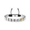 Mahigan Men's Black / Silver Silver Flatbead Bracelet With Black Moissanite & Black String - The Sun Worship