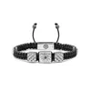 Mahigan Men's Black / Silver Triple Silver Macrame Bracelet With Black Moissanite - Black String In Black