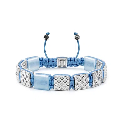 Mahigan Men's Blue / Silver Sky Blue Flat-bead Bracelet With Aquamarine In Silver