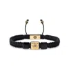 Mahigan Men's Gold / Black Triple Macráme Bracelet With Black Onyx In Gold
