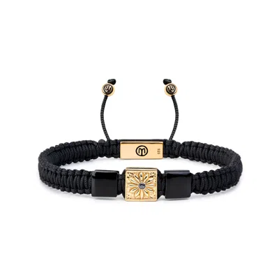 Mahigan Men's Gold / Black Triple Macráme Bracelet With Black Onyx In Gold