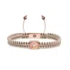 Mahigan Women's Beige Macráme Bracelet With White Moissanite In Rose Gold