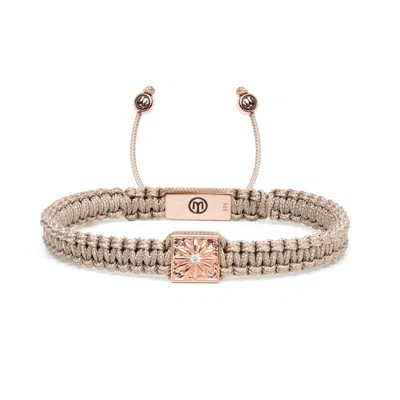 Mahigan Women's Beige Macráme Bracelet With White Moissanite In Rose Gold
