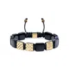 Mahigan Women's Black / Gold Macrame Flat - Bead Bracelet With Black Onyx & Amethyst In Gold