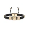 Mahigan Women's Black / Gold Triple Macráme Bracelet In Gold - White Moissanites & Black String