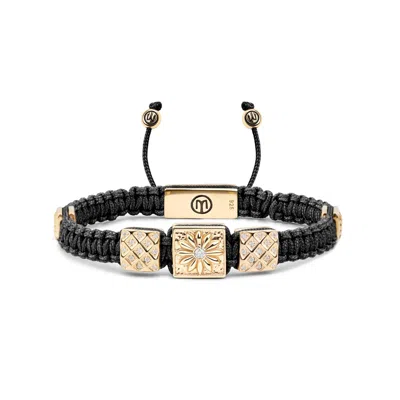 Mahigan Women's Black / Gold Triple Macráme Bracelet In Gold - White Moissanites & Black String In Multi