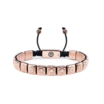 Mahigan Women's Black / Rose Gold Macrame Bracelet With White Moissanite & Black String In Rose Gold - The S In Brown
