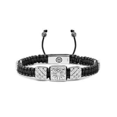 Mahigan Women's Black / Silver Triple Macrame Bracelet In Silver - White Moissanites & Black String