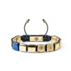 Mahigan Women's Blue / Black / Gold Flat-bead Macrame Bracelet With Blue Sapphire In Gold- The Innovator