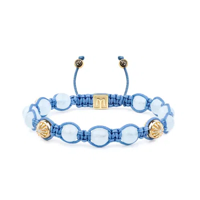 Mahigan Women's Blue / Gold Aquamarine Braided Bracelet With Sky-blue String In Gold - The Maverick
