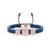 Mahigan Women's Blue / Rose Gold Triple Macrame Bracelet In Rose Gold - White Moissanites & Navy Blue String
