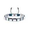 Mahigan Women's Blue / Silver Silver Flat-bead Macrame Bracelet With Navy Blue String