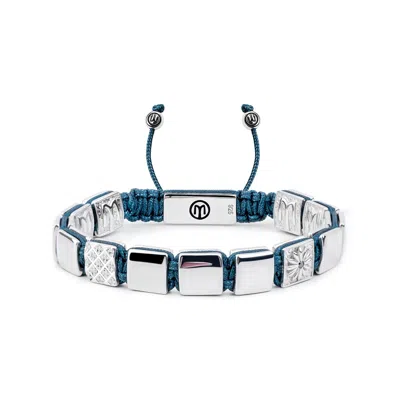 Mahigan Women's Blue / Silver Silver Flat-bead Macrame Bracelet With Navy Blue String