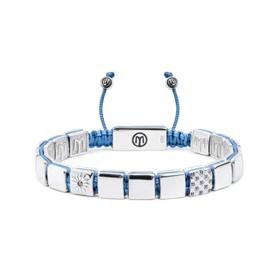 Mahigan Women's Blue / Silver Silver Macrame Bracelet With Black Moissanite & Sky Blue String