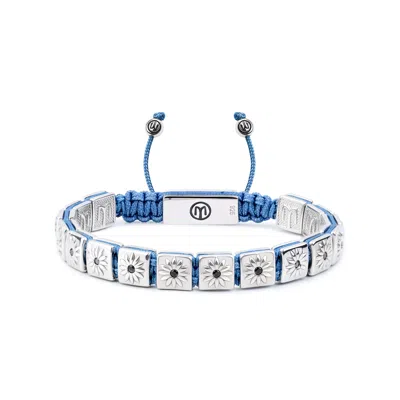 Mahigan Women's Blue / Silver Silver Macrame Bracelet With Black Moissanites & Sky Blue String - The Sun Wor