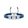 Mahigan Women's Blue / Silver Triple Macrame Bracelet In Silver - White Moissanites & Navy Blue String