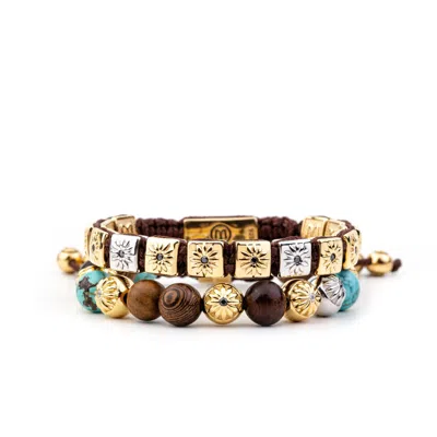 Mahigan Women's Brown / Gold / Blue The Sun Worshipper Bracelet Stack