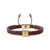 Mahigan Women's Brown / Gold Macrame Bracelet In Gold - White Moissanite, Brown String In Brown