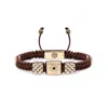 Mahigan Women's Brown / Gold Triple Macrame Bracelet In Gold - Black Moissanite, Brown String