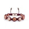 Mahigan Women's Brown / Rose Gold Bordeaux Macramé Bracelet With Sunstone In Rose Gold - The Maverick