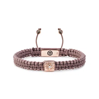 Mahigan Women's Brown / Rose Gold Dark Mauve Macráme Bracelet With White Moissanite In Rose Gold
