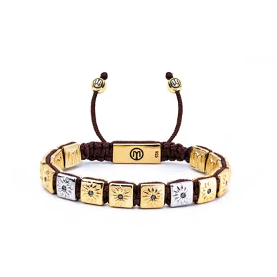 Mahigan Women's Brown / Silver / Gold Macrame Bracelet With Black Moissanite & Brown String In Gold - The Su