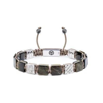 Mahigan Women's Brown / Silver Macrame Bracelet With Golden Obsidian In Silver