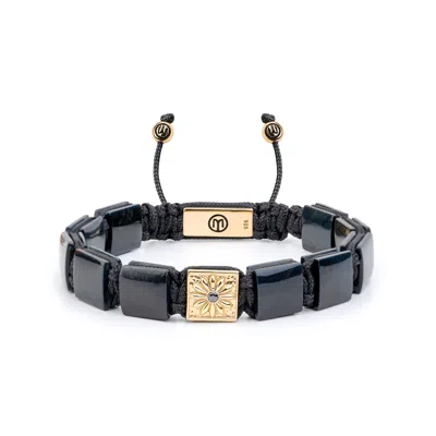 Mahigan Women's Gold / Black Macrame Bracelet In Gold With Onyx
