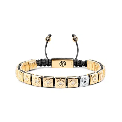 Mahigan Women's Gold / Black Macrame Bracelet With White Moissanite & Black String In Gold In Multi