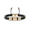Mahigan Women's Gold / Black Triple Macrame Bracelet With Black String