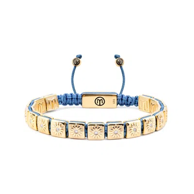 Mahigan Women's Gold / Blue Macrame Bracelet With Moissanite & Sky Blue String In Gold - The Sun Worshipper
