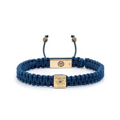 Mahigan Women's Gold / Blue Navy Blue Macráme Bracelet In Gold - Black Moissanite