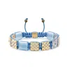 Mahigan Women's Gold / Blue Sky Blue Macrame Bracelet With Aquamarine In Gold & Silver