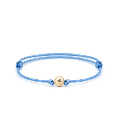 Mahigan Women's Gold / Blue Sliding Knot Bracelet With Sky-blue String In Gold
