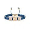 Mahigan Women's Gold / Blue Triple Macrame Bracelet In Gold - White Moissanites & Navy Blue String