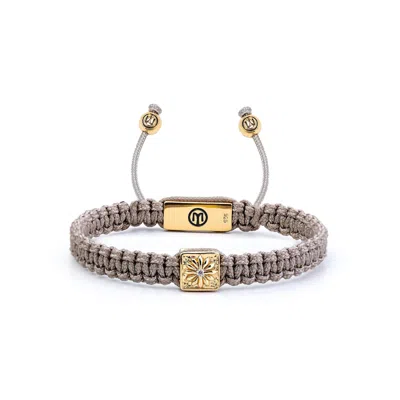 Mahigan Women's Gold / Brown Beige Macráme Bracelet With White Moissanite In Gold  - 8mm