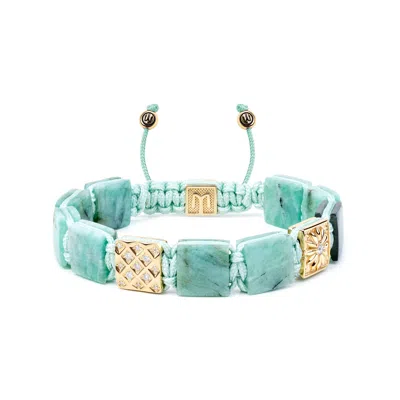 Mahigan Women's Gold / Green / Grey Flat - Bead Macrame Bracelet With Emerald & Labradorite In Gold