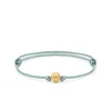 Mahigan Women's Gold / Green Sliding Knot Bracelet With Green String In Gold In Blue