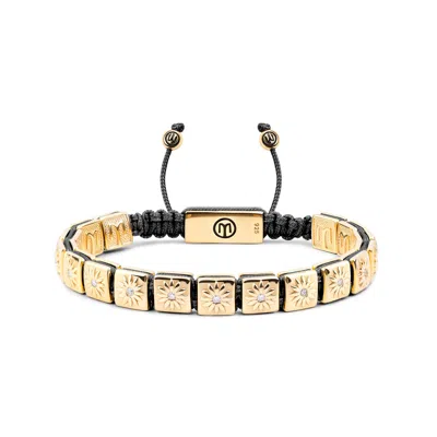 Mahigan Women's Gold / Grey Macrame Bracelet With Moissanite & Black String In Gold - The Sun Worshipper