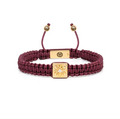 Mahigan Women's Gold / Red Burgundy Macrame Bracelet In Gold In Multi