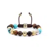 Mahigan Women's Gold / Silver Beaded Bracelet With Ebony Wood, Sandalwood & Turquoise In Gold